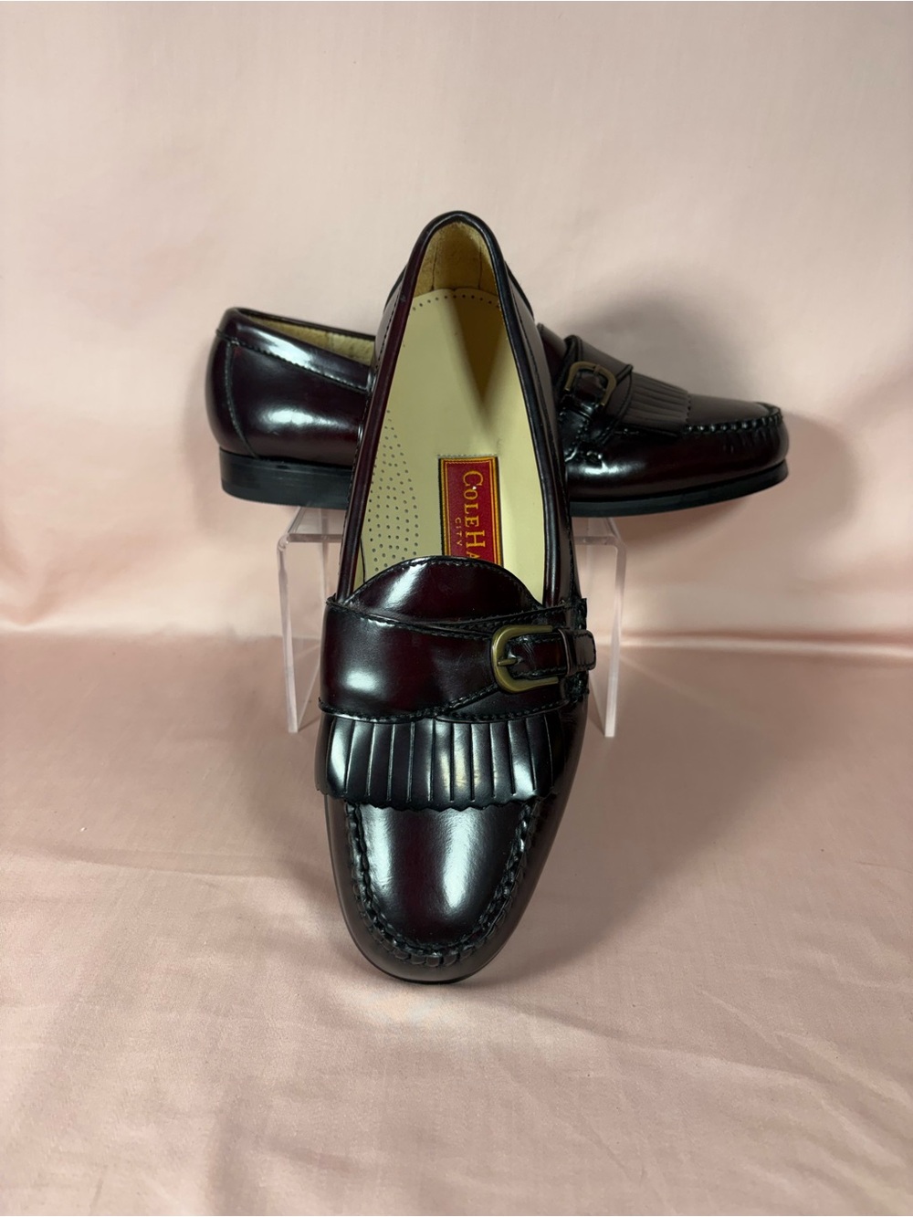Cole Haan City 3516 Kiltie Monk Strap Slip On Burgundy Loafers Men's SZ 9.5 D - Picture 3 of 10